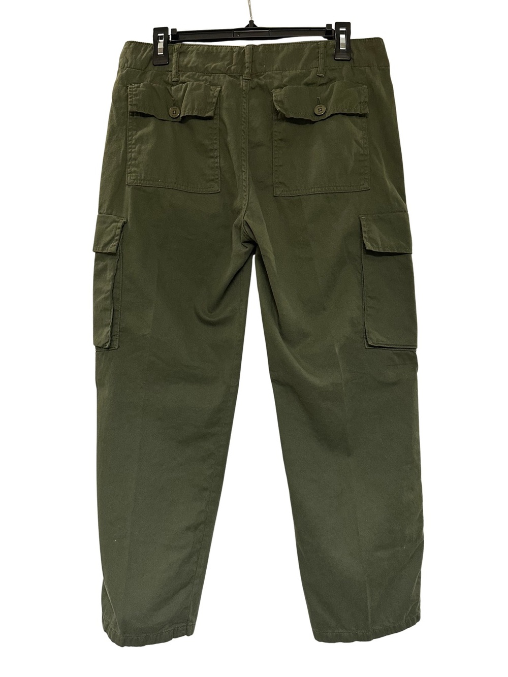 FRAME Olive Green Cargo Pants Sz 29 Cropped Straight Leg Military Utility Cotton - Picture 2 of 13